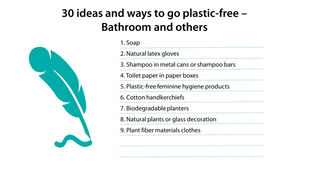 30 ideas and ways to go plastic-free - bathroom and others